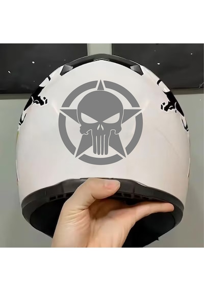 Punisher İnfazcı Kurukafa Yıldız Sticker - Araba Oto Motosiklet Cam Sticker - 00063 20x20 Cm