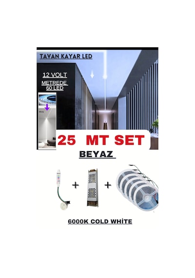 Tavan Akışkan Piksel Kayar Led Sistemi 12 Volt Kit / 25 Metre /6000k Beyaz