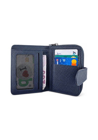 Alphaclub Bag Kadın Çok Bölmeli Kartlıklı Çıtçıt Kapamalı Cüzdan Lacivert