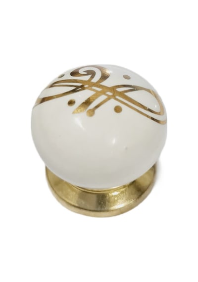 Beyaz Porselen Desenli Gold Taban / 5 Adet Altın