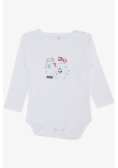 Breeze Erkek Bebek Çıtçıtlı Zıbın Body Hayvanat Bahçesi Dost Hayvanlar Baskılı 9 Ay-3 Yaş, Beyaz-beyaz Beyaz