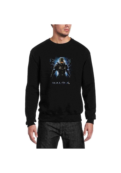 Halo Guardians Baskılı Siyah Erkek Sweatshirt