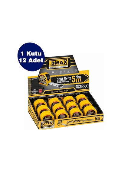 Dmax Prof Şerit Metre 5mt 25mm, 12 Adet, 1 Koli Standart