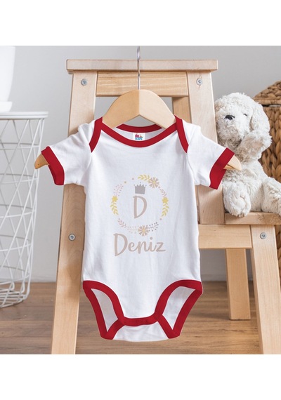 Bk Gift Bk Kids Kişiye Özel Harfli İsimli Kırmızı Bebek Body Zıbın-2 0-3 Ay