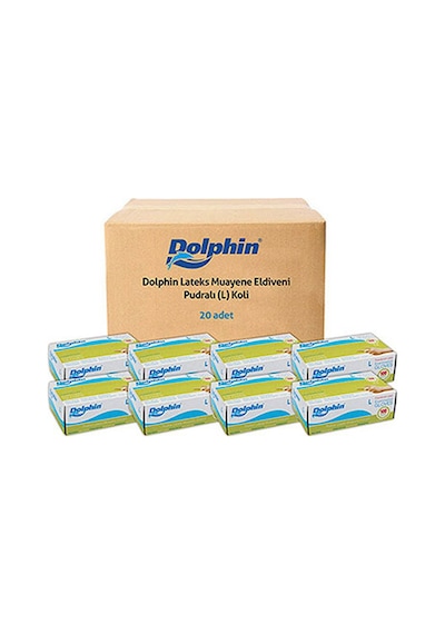 Dolphin Beyaz Lateks Eldiven Pudralı L 20 x 100 Adet