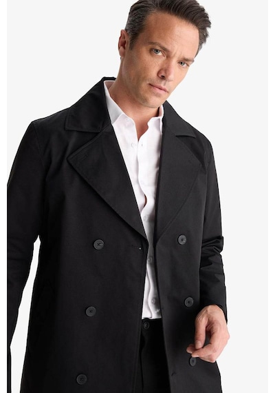 Defacto Slim Fit Dar Kesim Kemerli Düğmeli Trençkot D5528ax25aubk27 Siyah