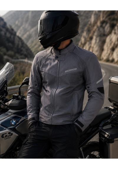 Scoyco Jk118 Motosiklet Montu Yazlık Fileli Dayanıklı Kanvas Kumaş Motorcu Mont Gri