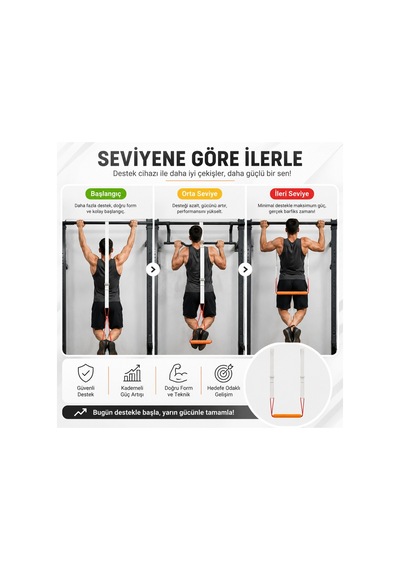Barfiks Çekme Destek Aparatı Ayarlanabilir Askılı Ayak Pedalı Pull Up Assistant Beyaz