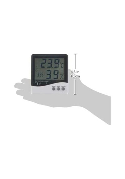 Growers Edge Büyük Ekran Dijital Termometre - Nem Ölçer - Saat / Thermometer / Hygrometer