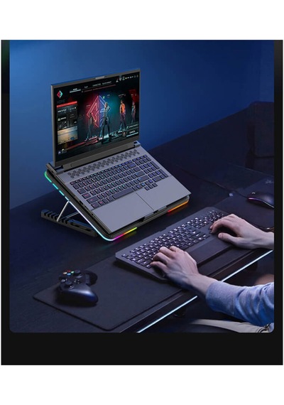 Oyuncu RGB Ledli Notebook Soğutucu Stand 6 Fanlı Yükseklik Ayarlı