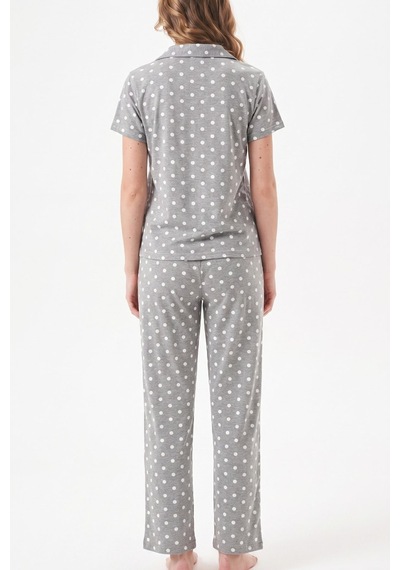 Relax Mode Kadın Gri Viskon Gömlek Pijama Takımı - Lb1002r