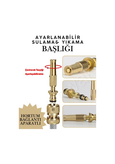 Metal Ayarlanabilir Sulama Başlığı Araba Yıkama Sök Tak Bahçe Sulama Hortum Bağlantı Adaptörlü Set