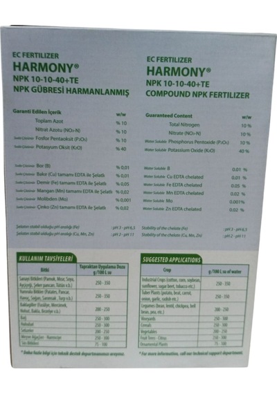 Gübre Npk Harmony 10-10-40+Te Dr Tarsa 1KG