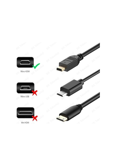 Micro Hdmı To Hdmı Tablet Kamera Görüntü Kablosu - 3 Metre