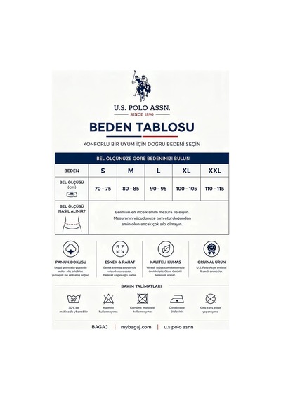 U.S. Polo Assn. 3'lü Pamuklu Erkek Boxer Siyah