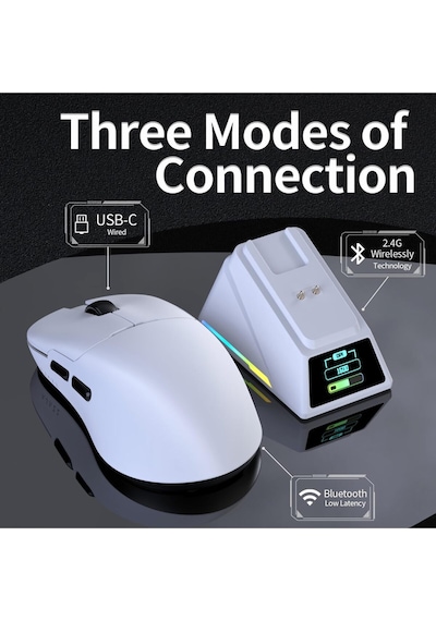 Aj159 Apex 8k Oyun Mouse, 3 Modlu Tft Ekranlı Manyetik Şarj İstasyonu,paw3950 Sensör, 56 Gram Diğer