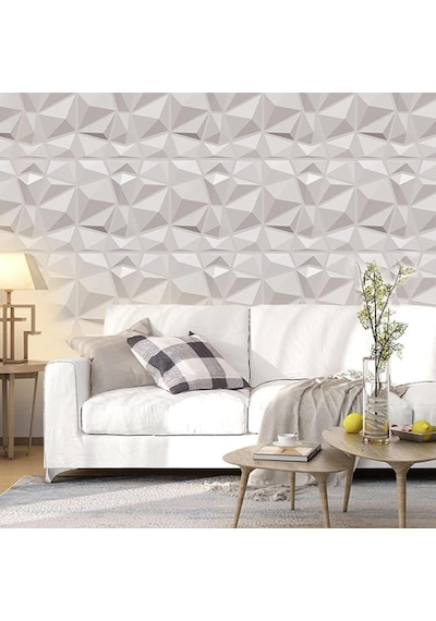 50cm X 50cm 1 Adet Beyaz 3d Abs Malzeme Pvc Dayanıklı Duvar Paneli Silinebilir Geometrik Model Panel Beyaz