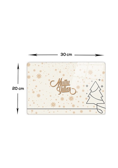 Decorita Cam Kesme Tahtası|Mutlu Yıllar Krem|20cm x 30cm
