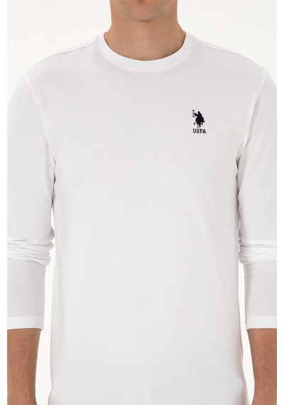U.S. Polo Assn. Erkek Slim Fit Bisiklet Yaka Beyaz Basic Sweatshirt 50307762-VR013