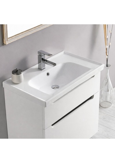 Turkuaz Cerastyle Frame Etajer Uyumlu Beyaz Lavabo 90x45 Cm 031300-u Beyaz