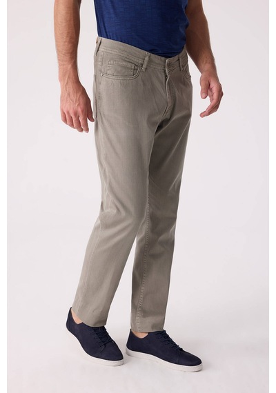 Erkek Yeşil Slim Fit Üst Cep Kanvas Pantolon