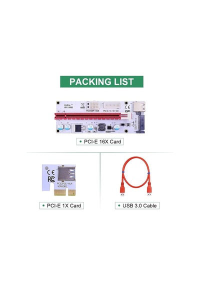 Ver008s Riser Kart - Pcı-ex 1x To 16x Usb 3.0 Ekran Kartı Uzatma Mining Adaptörü