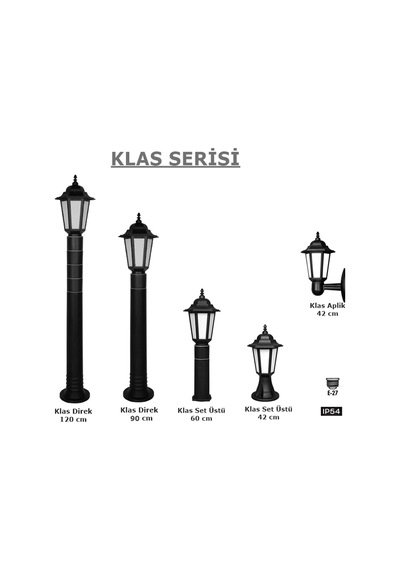 Klas 90 Cm Bahçe Yol Aydınlatması Zita Set Üstü Bahçe Direkleri Siyah