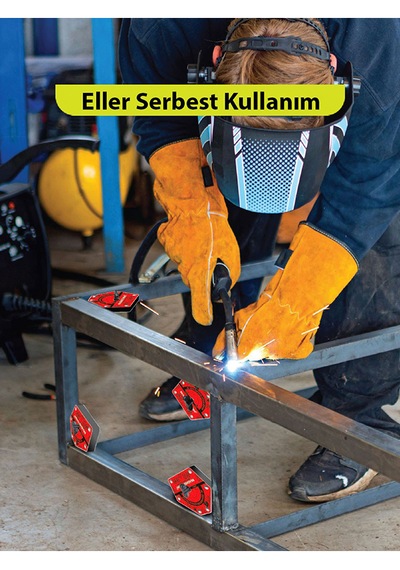 Magnethink Manyetik Kaynak Gönyesi Güçlü Mıknatıslı Aç Kapa Özellikli 6 Açılı Kolay Temizlenebilen Kırmızı 1 Adet
