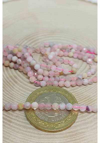 Yasamtohumu Pembe Opal Taşı Yarım Dizi 3 MM 17  CM Çok Renkli