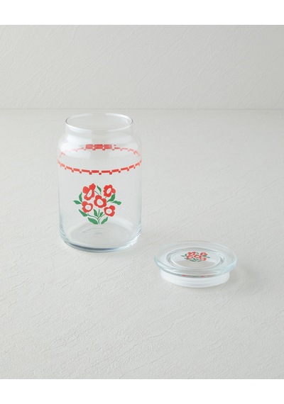 English Home Bright Parade Cam Kavanoz 880 Ml Kırmızı - Beyaz Kırmızı - Beyaz