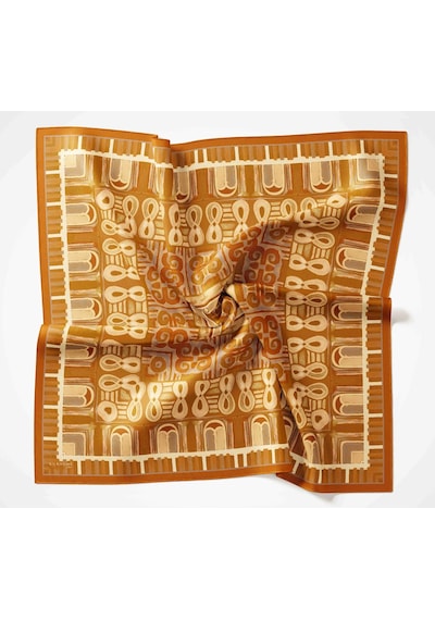 Silk Home Dört Mevsim Antik Motif Viskon Velora Eşarp 6419 Koyu Turuncu