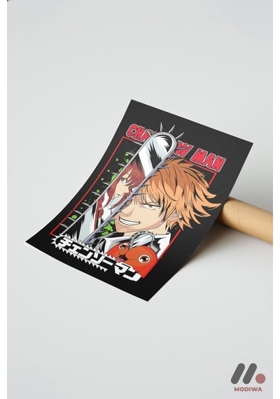 Chainsaw Man Denji Anime Poster, Çerçevesiz Yüksek Kalite Duvar Afişi - Anime Severlere Özel Hediye