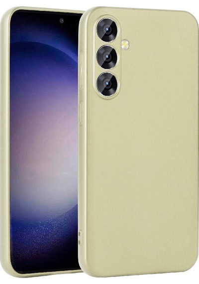 Noktaks Samsung Uyumlu Galaxy S24 Plus Kılıf Mat Renkli Esnek Premier Silikon Kapak Gold