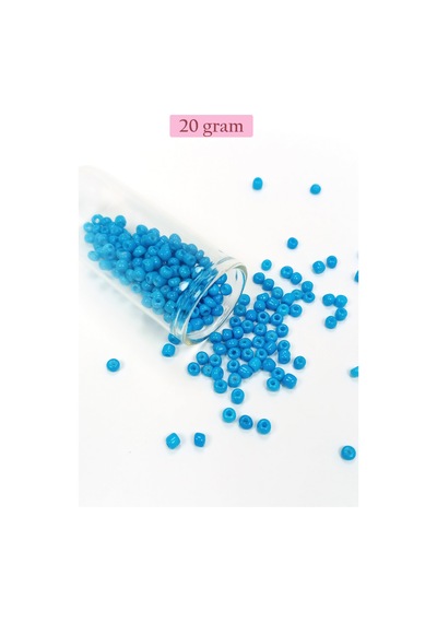 Dökme Cam Kum Boncuk Büyük Boy 6/0 4 Mm - 20 Gram - Açık Mavi - Bnc106
