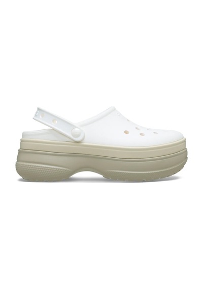 Crocs Unısex Platform Tabanlı Logo İmzalı Beyaz-bej Terlik