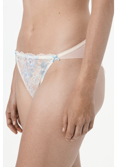 Penti Ekru Printed Lace Slip Külot Ecru