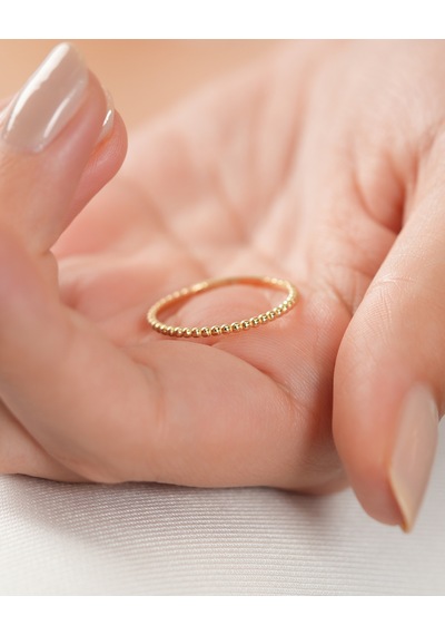 Debora Jewelry 14 Ayar Altın Minimal İnce Top Yüzük