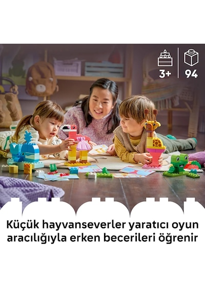 LEGO® DUPLO® Hayvan Yapma Oyunu Eğitici Oyuncak 10472 – 3 Yaş ve Üzeri için Resimli Kartlar İçeren Oyuncak Yapım Seti (94 Parça)