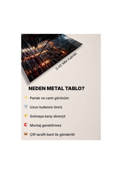 Ay Işığında Japon Samuray Metal Tablo - Dekoratif Duvar Tablosu Çok Renkli - 929763144 Çok Renkli - 929763144 Çok Renkli