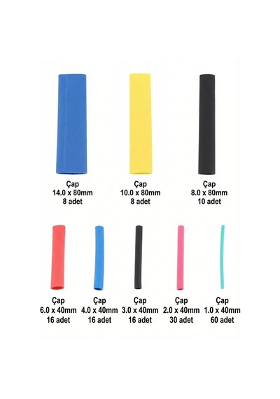 164 Parça Isı İle Daralan Makaron Seti - Elektrik Kablo İzolasyon & Koruma Kılıfı, Renkli Shrink Tube Set