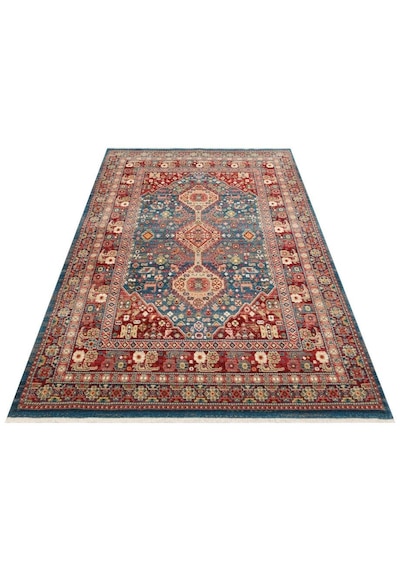 Kybele Kyb 05 Navy Red Xw Sıcak Renk Tonlu Otantik Makine Halısı Lacivert - Kırmızı