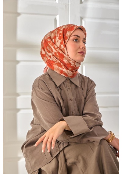 Silk Home Velora Eşarp 161001-07 Kiremit, Turuncu, Krem, Vizon