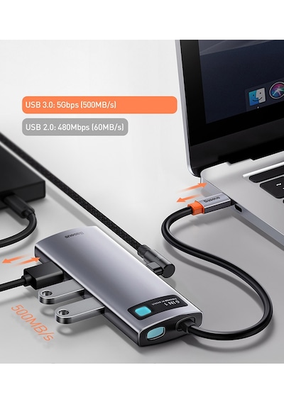 Baseus Metal Gleam Series 6İn1 Type C Hub Usb Hdmı Rj45 Adaptör Ç
