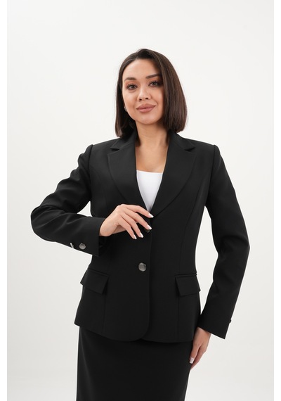 Velnara Moda Siyah Modern Klasik Kadın Takım Elbise - Düğme Detaylı Ceket & Astarlı Kalem Etek Siyah - 942457488 Siyah