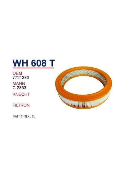 WUNDER WH608T HAVA FILTRESI FIAT SLX (IÇI TELLI) 7579590 5014774