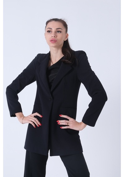 Feminist Lacivert Zebra Astar Detaylı Krep Blazer Ceket 01051201.02 Lacivert