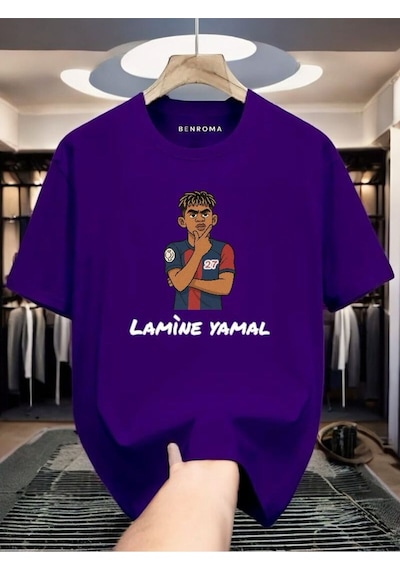 Lamine Yamal Baskılı Tişört Mor