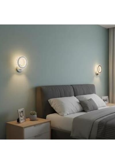 Halka Kristal Taşlı Ledli Aplik Krom