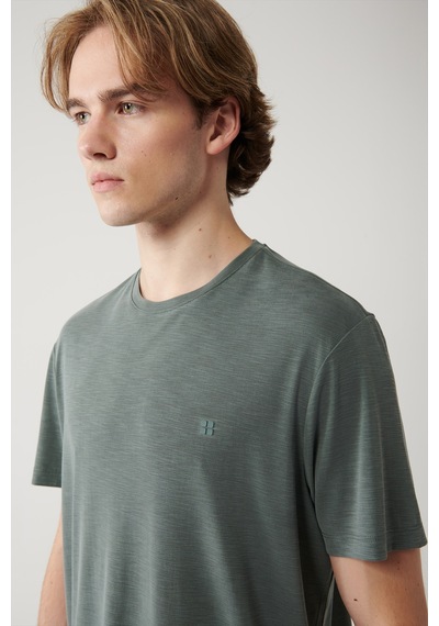 Avva Erkek Haki Soft Touch Bisiklet Yaka Regular Fit T-shirt B001031 Haki