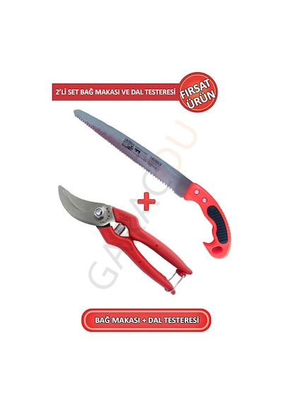 Profesyonel Bağ Budama Makası Ve Dal Testeresi, 30 Cm, 2'li Set, 1. Sınıf Çelik